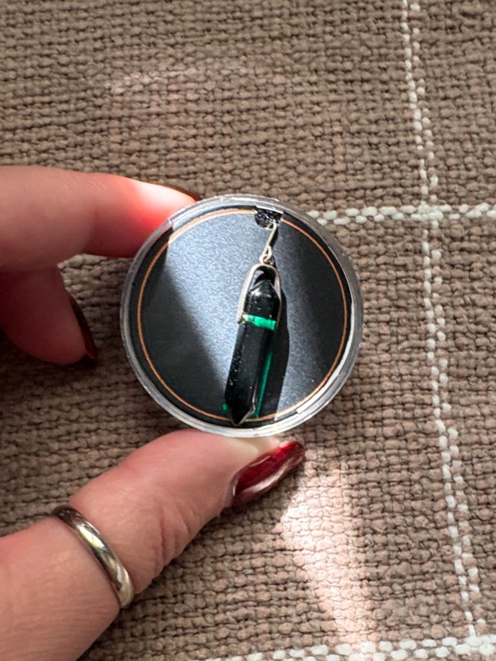 Alex and Ani Black Crystal Pendant Necklace with Green Accent